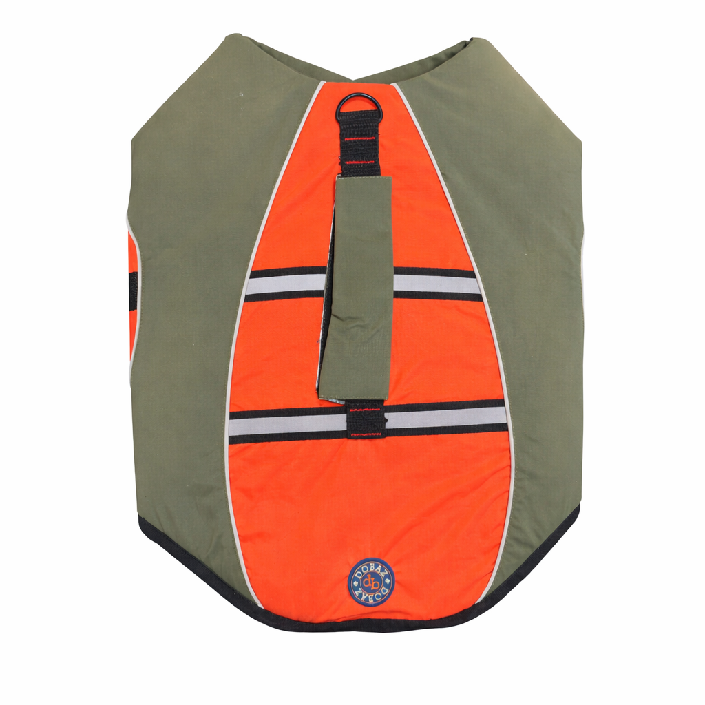 ‘Dog Life Jacket’ Water Safety Vest for Dogs & Cats Olive Green/Orange