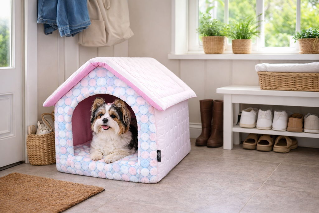 Parisian Pet 'Cotton Candy House' Gray (S) for Dogs & Cats - Cozy, Durable, Plush Pink Pet House for Small Pets, Washable Design