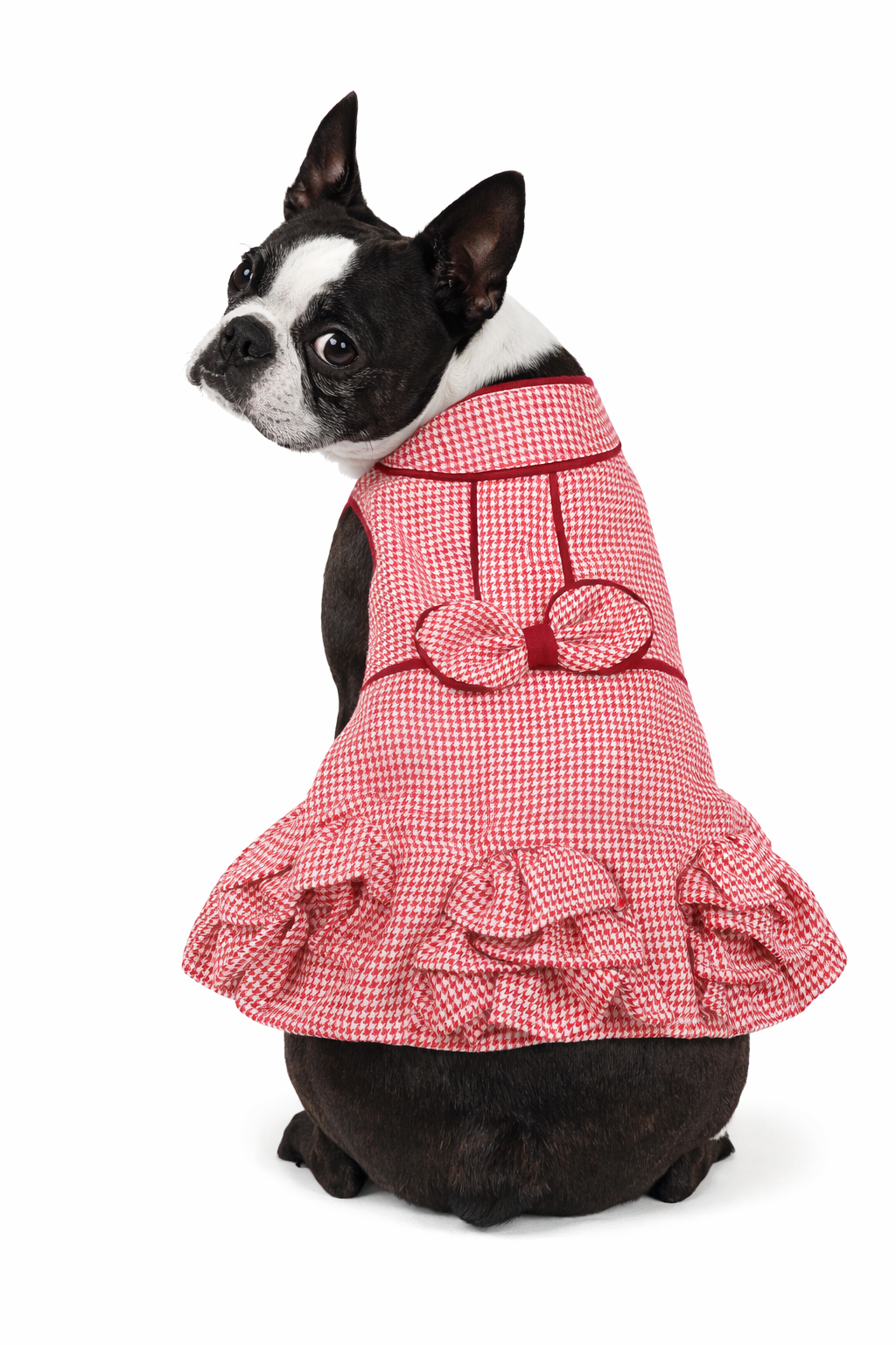 Parisian Pet ‘Houndstooth Dog Dress’ for Dogs & Cats Red & White