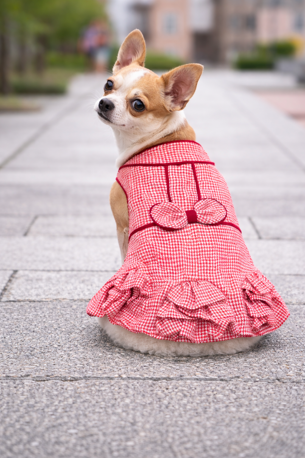 Parisian Pet ‘Houndstooth Dog Dress’ for Dogs & Cats Red & White
