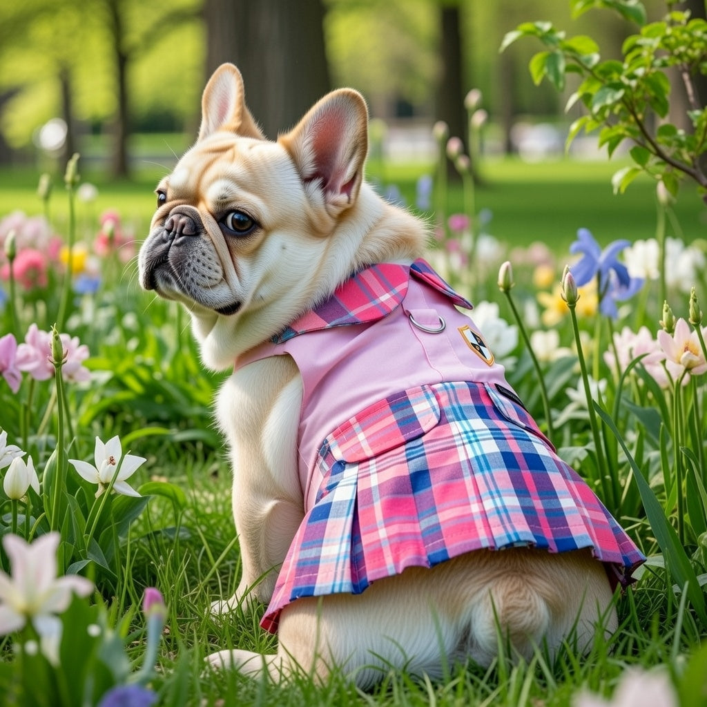 Parisian Pet ‘Plaid Royal Pleated Dress’ for Dogs & Cats Pink